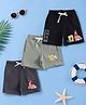 Button Bear Cotton Knit Pack Of 3 Nickelodeon Featuring Spongebob Printed Shorts - Charcoal Grey Light Grey & Black
