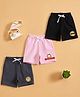 Button Bear Cotton Knit Pack Of 3 Garfield Featuring Character Printed Shorts - Black Charcoal Grey & Pink