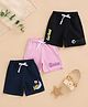 Button Bear Cotton Knit Pack Of 3 Garfield Featuring Character Printed Shorts - Black Pink & Navy Blue