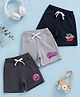 Button Bear Cotton Knit Pack Of 3 Nickelodeon Featuring Dora Text Printed Shorts - Charcoal Grey Light Grey & Navy Blue