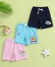 Button Bear Cotton Knit Pack Of 3 Paw Patrol Featuring Characters Printed Shorts - Pink Light Blue & Navy Blue
