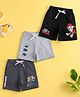 Button Bear Cotton Knit Pack Of 3 Paw Patrol Featuring Character Printed Shorts - Charcoal Grey Light Grey & Black