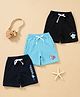 Button Bear Cotton Knit Pack Of 3 Paw Patrol Featuring Paw Printed Shorts - Navy Blue Light Blue & Black