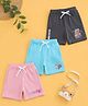 Button Bear Cotton Knit Pack Of 3 Paw Patrol Featuring Character Printed Shorts - Pink Light Blue & Charcoal Grey