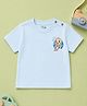 Button Bear Cotton Knit Cocomelon Featuring Half Sleeves Character Printed Tee - Blue