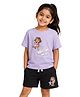 Button Bear Cotton Knit Half Sleeves Nickelodeon Featuring Half Sleeves Dora Printed Tee & Shorts Set - Purple
