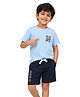 Button Bear Cotton Knit Teenage Mutant NInja Turtles Featuring Half Sleeves Characters Printed Tee & Shorts Set - Blue