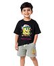 Button Bear Cotton Knit Nickelodeon Featuring Half Sleeves Sponge Bob Printed Tee & Shorts Set - Black