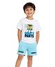Button Bear Cotton Knit Nickelodeon Featuring Half Sleeves Sponge Bob Printed Tee & Shorts Set - White & Blue