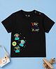Button Bear Cotton Knit Cocomelon Featuring Half Sleeves Characters Printed Tee - Black