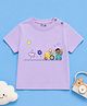 Button Bear Cotton Knit Cocomelon Featuring Half Sleeves Characters Printed Tee - Purple