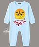 BLUSHES 100% Cotton Knit Navratri Theme Full Sleeves My First Navratri Text Printed Romper - Powder Blue