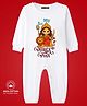 BLUSHES 100% Cotton Knit Durga Puja Theme Full Sleeves My 1st Durga Puja Text Printed Romper - White