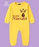 BLUSHES 100% Cotton Knit Navratri Theme Full Sleeves My First Navratri Text Printed Romper - Yellow