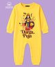 BLUSHES 100% Cotton Knit Durga Puja Theme Full Sleeves My 1st Durga Puja Text Printed Romper - Yellow