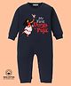 BLUSHES 100% Cotton Knit Durga Puja Theme Full Sleeves My First Durga Puja Text Printed Romper - Navy Blue