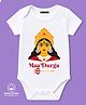BLUSHES 100% Cotton Knit Durga Puja Theme Half Sleeves Maa Durga Text Printed Onesie - White