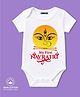 BLUSHES 100% Cotton Knit Navratri Theme Half Sleeves My First Navratri Text Printed Onesie - White