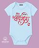BLUSHES 100% Cotton Knit Navratri Theme Half Sleeves My First Navratri Text Printed Onesie - Aqua Blue