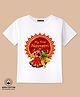 BLUSHES 100% Cotton Knit Navratri Theme Half Sleeves My First Navratri Text Printed Tee - White