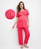 Bella Mama Cotton Knit Half Sleeves Co-ords Nursing Night Suit - Pink