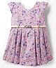 Enfance Core Cotton Knit Frock with Half Sleeves and Floral Print in Purple