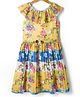 Enfance Core Cotton Knit Dress with Sleeveless and Floral Print in Lemon/Light Yellow for 6-7 Years