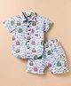 Dapper Dudes Cotton Mix Woven Half Sleeves Shirt & Short Co-Ords Set With Animal Print - Grey