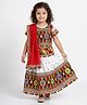Ridokidz Cotton Woven Navratri Theme Half Sleeves Choli and Lehenga with Dupatta and Floral Motifs Embroidery in White