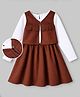 Hola Bonita Woven Solid Frock with Jacket with Full Sleeves in Brown