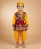 Ridokidz Cotton Woven Full Sleeves Gujrati Garba & Kedia Navratri Theme Kurta & Dhoti Set With Cap - Mustard