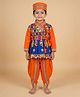 Ridokidz Cotton Woven Full Sleeves Gujrati Garba & Kedia Navratri Theme Kurta & Dhoti Set With Cap - Orange