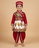 Ridokidz Cotton Woven Full Sleeves Gujrati Garba & Kedia Navratri Theme Kurta & Dhoti Set With Cap - Maroon