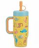 House of Quirk 530ML Kids Tumbler Stainless Steel with Handle & Lid Leakproof Travel Mug Fits Car Cup Holder - Dinopop
