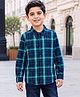 Campana 100% Cotton Woven Full Sleeves Checked Shirt - Navy Blue & Teal Blue