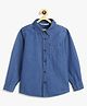 Campana 100% Cotton Woven Full Sleeves Abstract Designed Denim Shirt - Blue