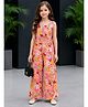 Little Marine Woven Sleeveless Floral Printed Jumpsuit - Light Pink