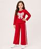 Little Marine Cotton Blend Full Sleeves Bow Applique Detailed Top & Pants Set - Red