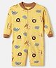 Junior Star Full Sleeves Cartoon Style Animals Printed Romper - Yellow
