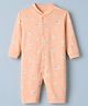 Junior Star Full Sleeves Floral Animals Printed Romper - Peach