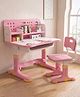 StarAndDaisy Study Table and Chair Set Height Adjustable Study Desk with Chair Spacious Desktop Open and Under Desk Storage Extended Footrest Carbon Steel Frame Study Table for Children Pink