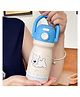 House of Quirk Buddi Bottle 500ml Stainless Steel Kids Water Bottle Hot & Cold with 3D Sticker Leakproof Insulated Handle & Straw - Blue