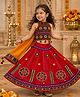 Banjara India Cotton Kutch Work Embroidered Mirrorwork Festive Wear Lehenga Chaniya Choli Set with Dupatta - Red