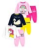KUCHIPOO Cotton Blend Knit Pack Of 3 Full Sleeves Unicorn & Rainbow Printed Tee & Joggers Set - Pink Navy Blue & White