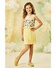 Lei-Chie Cotton Blend Woven Sleeveless Floral Embroidered Dress - Yellow