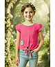 Lei-Chie Cotton Blend Woven Half Sleeves Floral Pocket Patch Detailed Top - Pink