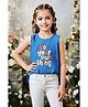 Lei-Chie Cotton Blend Woven Sleeveless Do Your Own Thing Text Printed Top - Blue