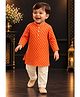 MASTARANG Woven Full Sleeves Abstract Printed Kurta & Pyjama Set - Orange
