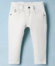 US Polo Assn Cotton Blend Knit Full Length Solid Jeans with Polo Player Embroidery - White