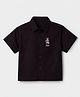 US Polo Assn 100% Cotton Woven Solid Shirt with Half Sleeves and Front & Back Dog Print & Patch - Brown